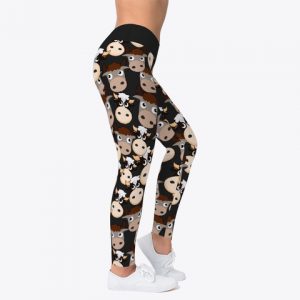 Custom Cool Cow Pattern All About Cow Leggings Workout Leggings