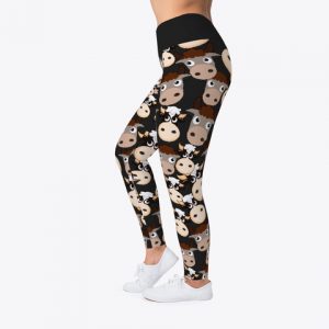 Custom Cool Cow Pattern All About Cow Leggings Workout Leggings