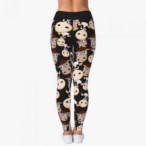 Custom Cool Cow Pattern All About Cow Leggings Workout Leggings