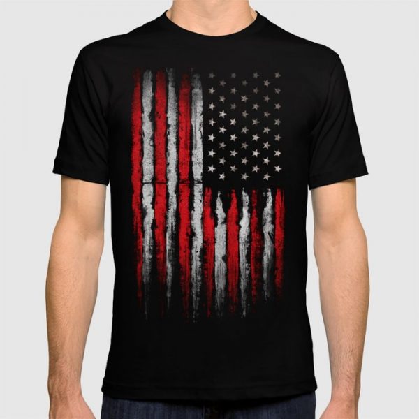 Custom Red & white Grunge American flag T-shirt